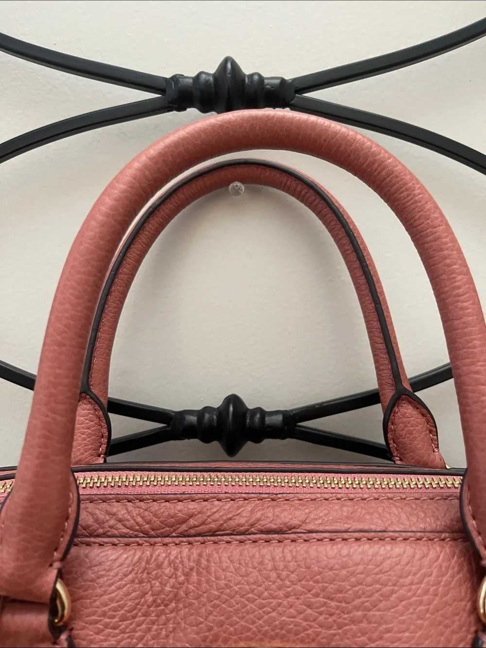 Michael Kors Dusty Rose Pebbled Leather Satchel with Gold MK Charm